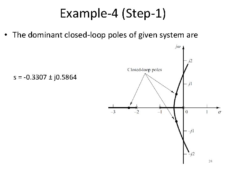 Example-4 (Step-1) • The dominant closed-loop poles of given system are s = -0. Example-4 (Step-1) • The dominant closed-loop poles of given system are s = -0.