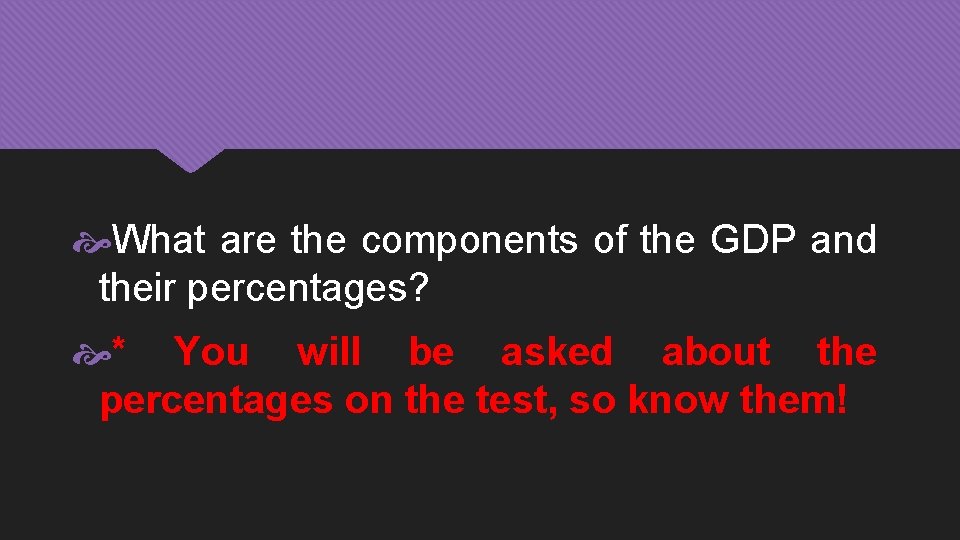  What are the components of the GDP and their percentages? * You will