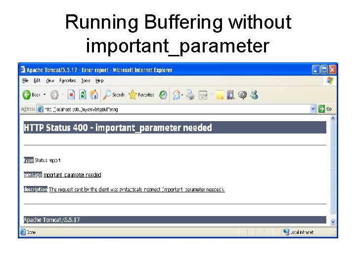 Running Buffering without important_parameter 