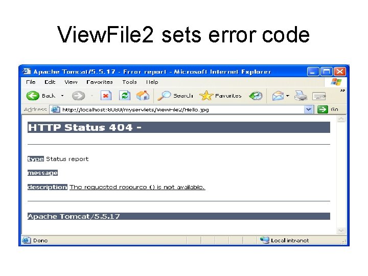 View. File 2 sets error code 