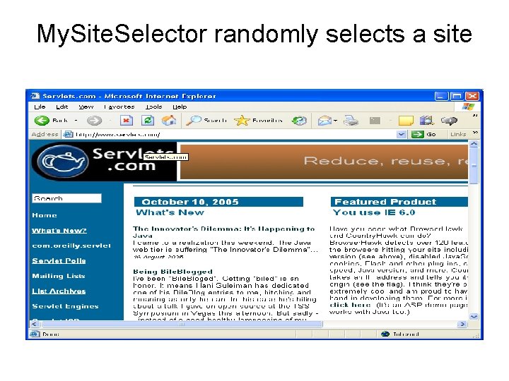 My. Site. Selector randomly selects a site 