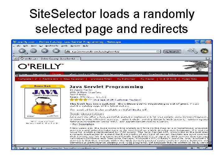 Site. Selector loads a randomly selected page and redirects 