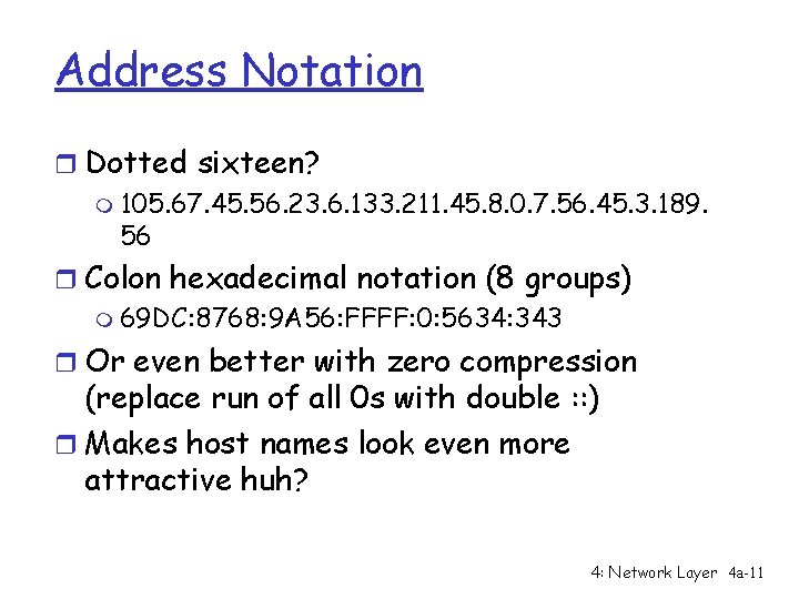 Address Notation r Dotted sixteen? m 105. 67. 45. 56. 23. 6. 133. 211.