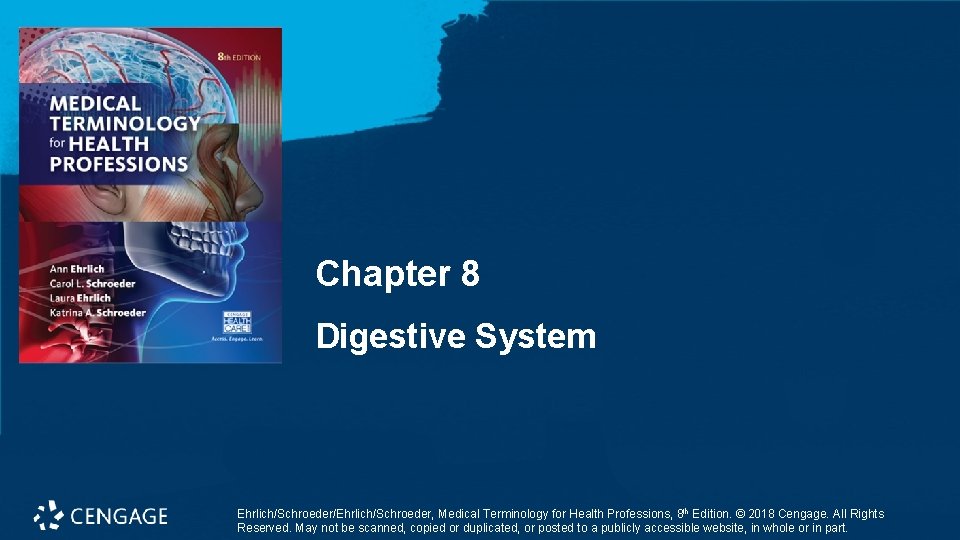 Chapter 8 Digestive System Ehrlich/Schroeder/Ehrlich/Schroeder, Medical Terminology for Health Professions, 8 th Edition. ©