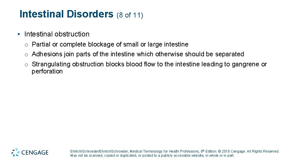 Intestinal Disorders (8 of 11) • Intestinal obstruction o Partial or complete blockage of Intestinal Disorders (8 of 11) • Intestinal obstruction o Partial or complete blockage of