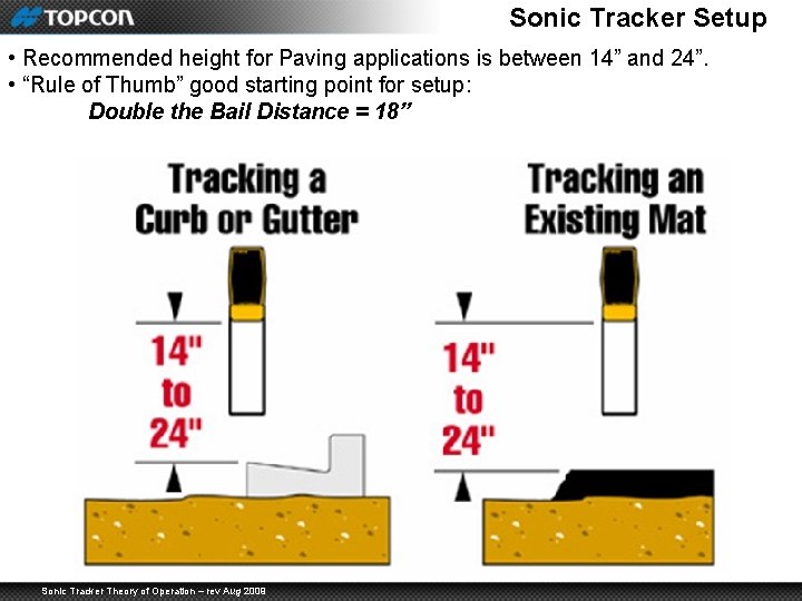 Sonic Tracker Setup • Recommended height for Paving applications is between 14” and 24”.