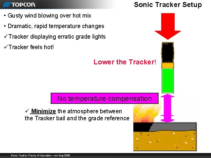Sonic Tracker Setup • Gusty wind blowing over hot mix • Dramatic, rapid temperature