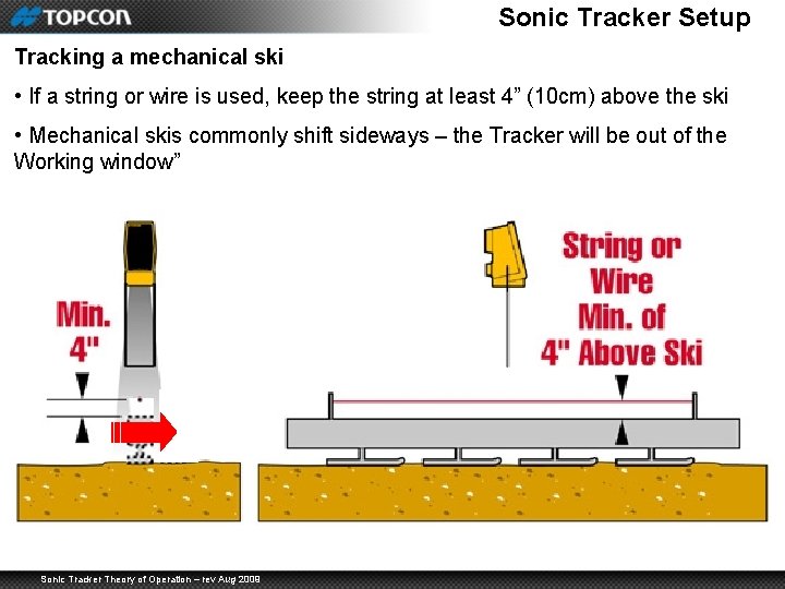 Sonic Tracker Setup Tracking a mechanical ski • If a string or wire is