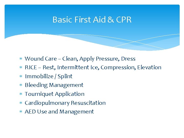 Basic First Aid & CPR Wound Care – Clean, Apply Pressure, Dress RICE – Basic First Aid & CPR Wound Care – Clean, Apply Pressure, Dress RICE –
