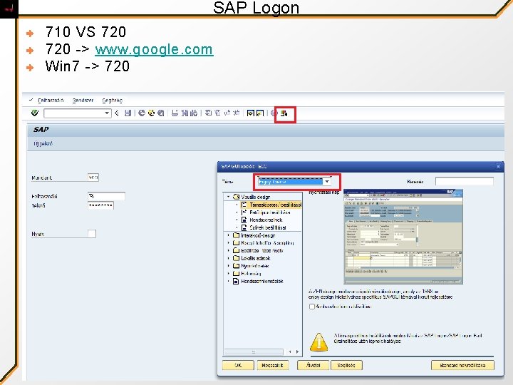 SAP Logon 710 VS 720 -> www. google. com Win 7 -> 720 
