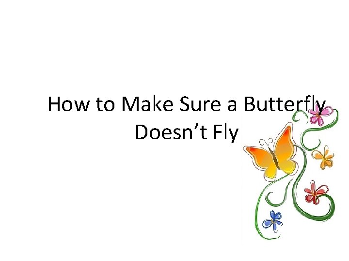 How to Make Sure a Butterfly Doesn’t Fly 