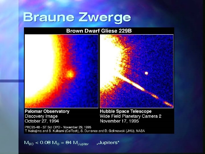 Braune Zwerge MBD < 0. 08 M 8 = 84 MJupiter „Jupiters“ 