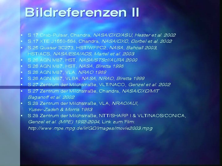 Bildreferenzen II § § § § § S. 17 Crab-Pulsar, Chandra, NASA/CXC/ASU, Hester et