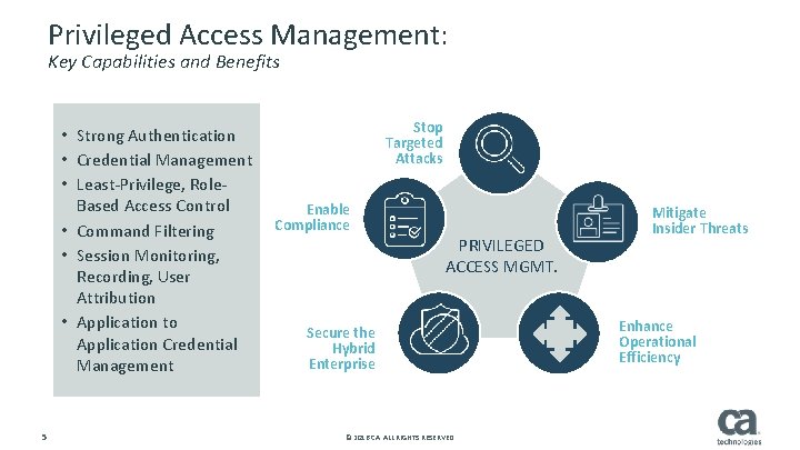 Privileged Access Management: Key Capabilities and Benefits • Strong Authentication • Credential Management •