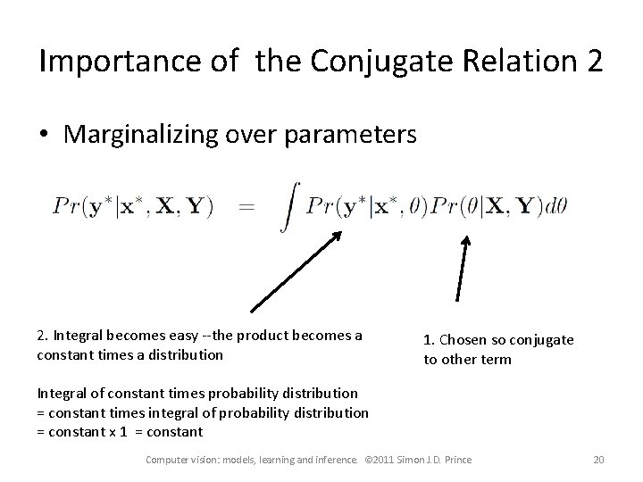 Importance of the Conjugate Relation 2 • Marginalizing over parameters 2. Integral becomes easy