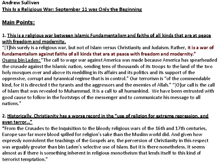 Andrew Sullivan This Is a Religious War: September 11 was Only the Beginning Main