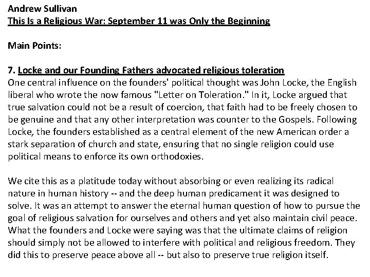 Andrew Sullivan This Is a Religious War: September 11 was Only the Beginning Main