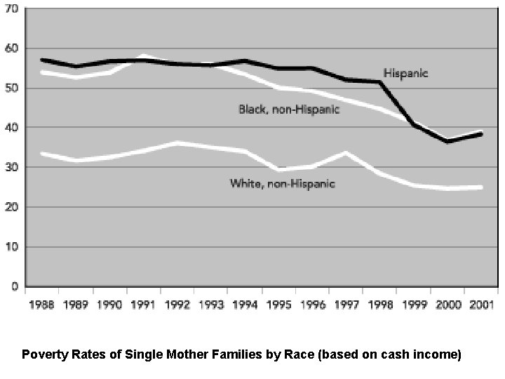 Poverty Rates of Single Mother Families by Race (based on cash income) 