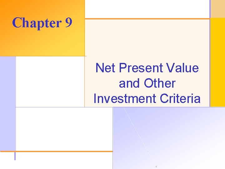 Chapter 9 Net Present Value and Other Investment Criteria © 2003 The Mc. Graw-Hill