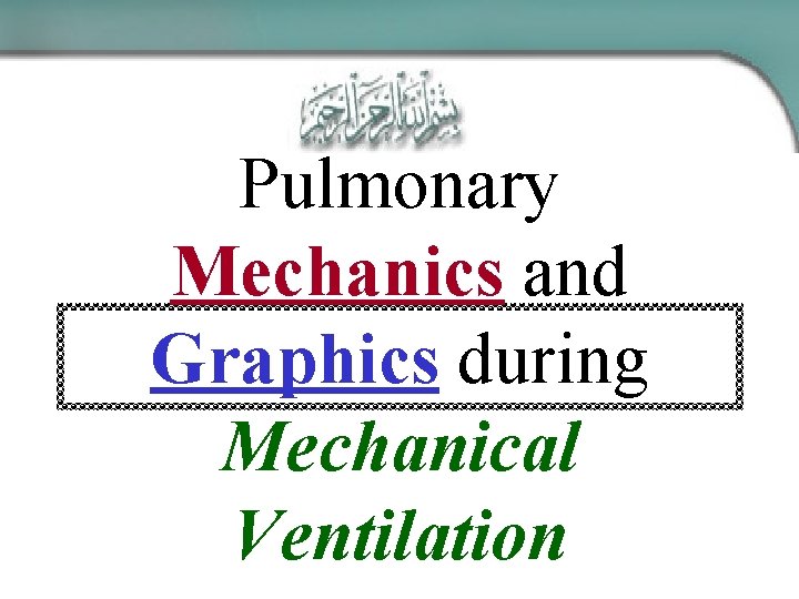 Pulmonary Mechanics and Graphics during Mechanical Ventilation 