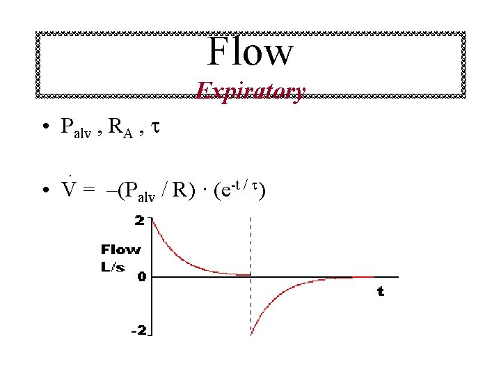 Flow Expiratory • Palv , RA , · • V = –(Palv / R)