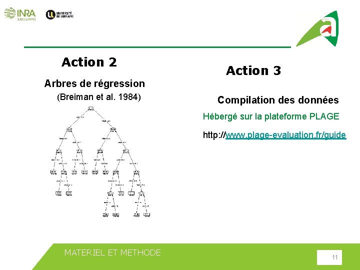 Action 2 Action 3 Arbres de régression (Breiman et al. 1984) Compilation des données