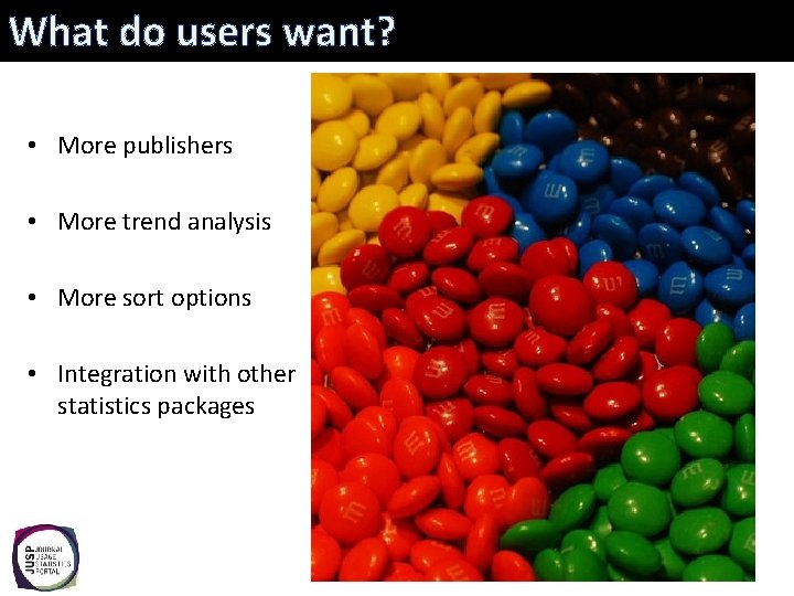 What do users want? • More publishers • More trend analysis • More sort