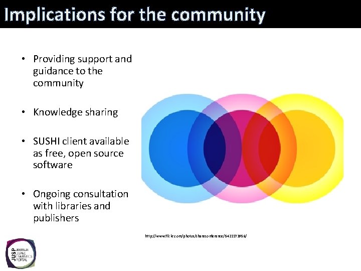 Implications for the community • Providing support and guidance to the community • Knowledge