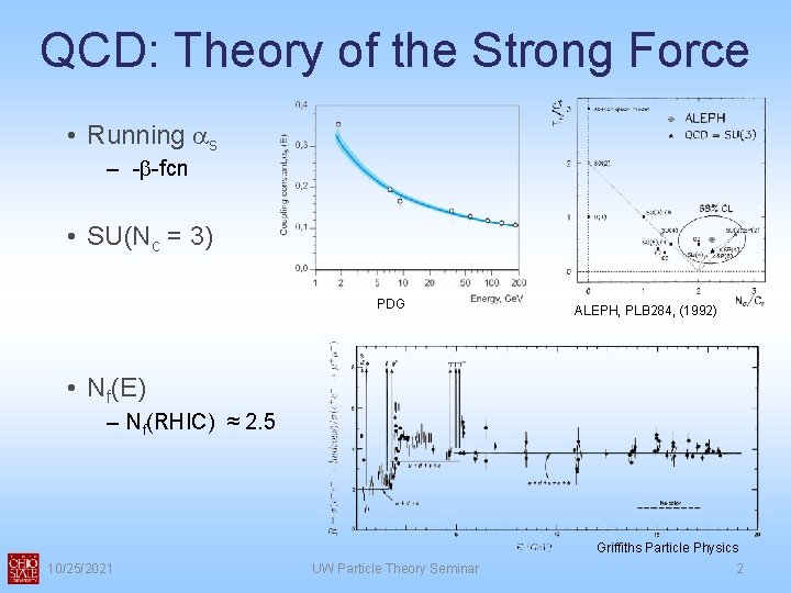 QCD: Theory of the Strong Force • Running as – -b-fcn • SU(Nc =