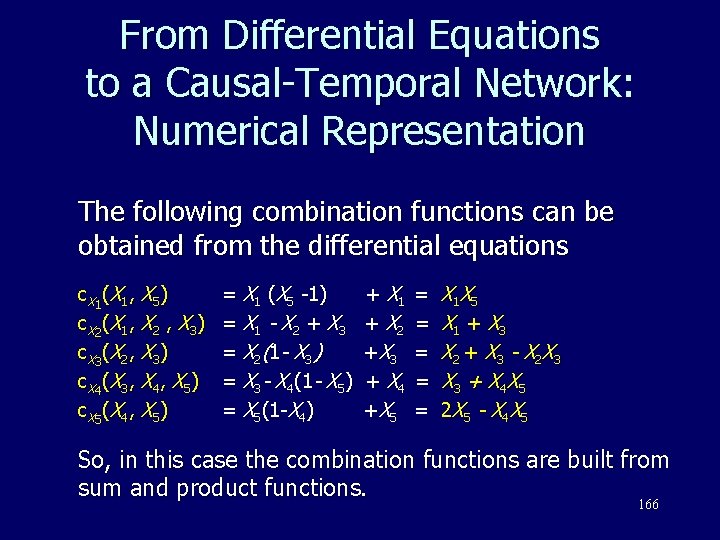 From Differential Equations to a Causal-Temporal Network: Numerical Representation The following combination functions can