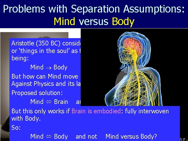 Problems with Separation Assumptions: Mind versus Body Aristotle (350 BC) considered properties of ‘mind