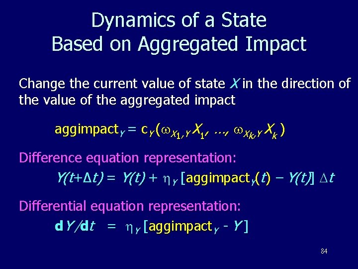 Dynamics of a State Based on Aggregated Impact Change the current value of state