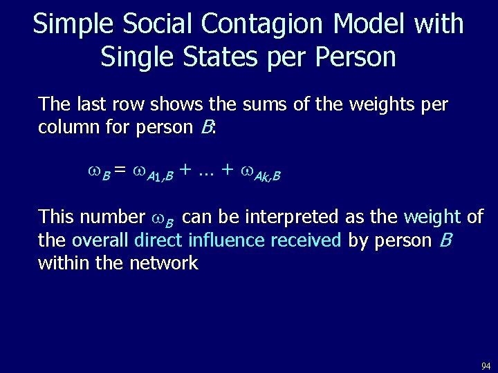 Simple Social Contagion Model with Single States per Person The last row shows the