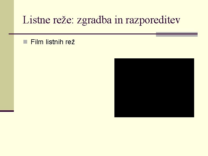 Listne reže: zgradba in razporeditev n Film listnih rež 