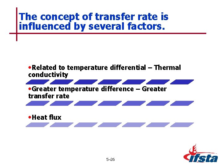 The concept of transfer rate is influenced by several factors. • Related to temperature