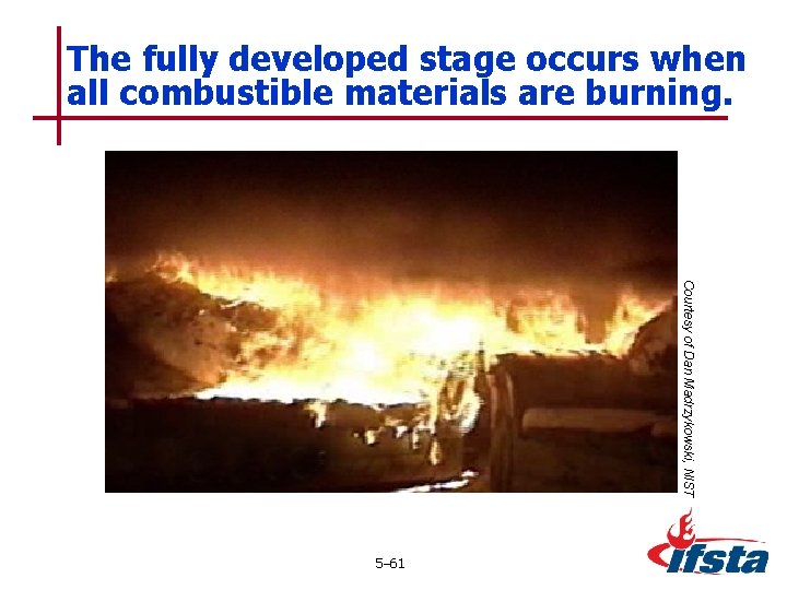 The fully developed stage occurs when all combustible materials are burning. Courtesy of Dan