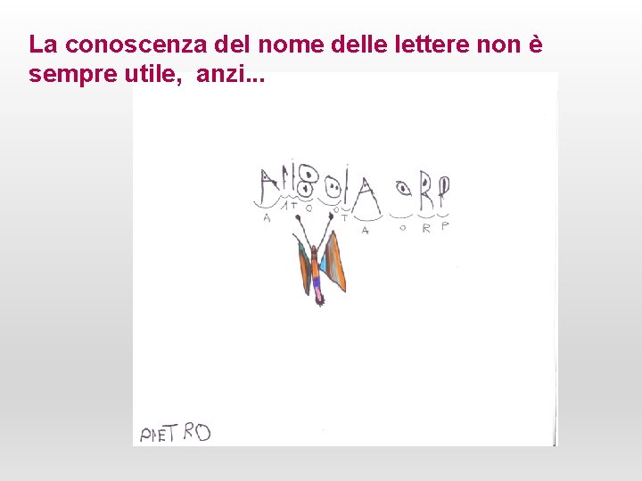 La conoscenza del nome delle lettere non è sempre utile, anzi. . . 