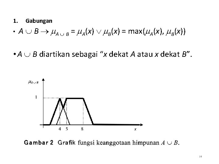 1. • Gabungan A B = A(x) B(x) = max( A(x), B(x)) • A