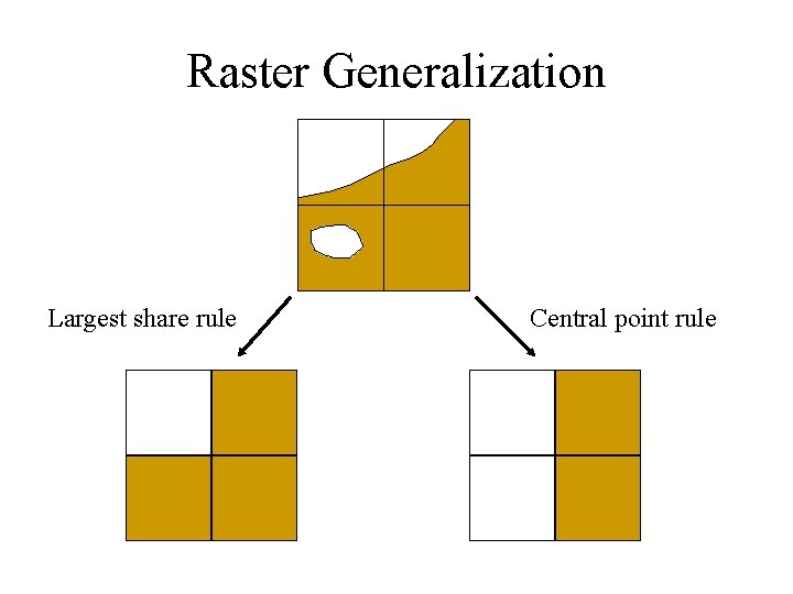 Raster Generalization Largest share rule Central point rule 