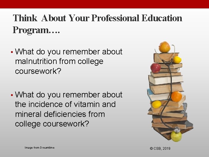 Think About Your Professional Education Program…. • What do you remember about malnutrition from