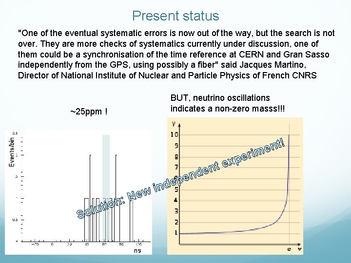 Present status "One of the eventual systematic errors is now out of the way,