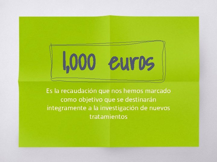 1, 000 euros Es la recaudación que nos hemos marcado como objetivo que se