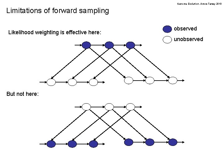 Genome Evolution. Amos Tanay 2010 Limitations of forward sampling Likelihood weighting is effective here: