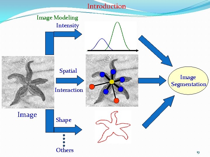 Introduction Image Modeling Intensity Spatial Interaction Image Segmentation Shape Others 13 