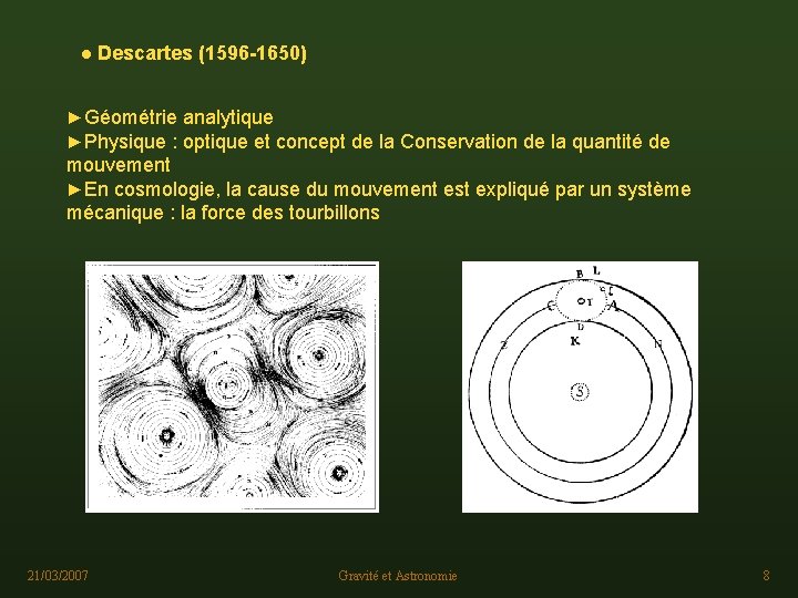 ● Descartes (1596 -1650) ►Géométrie analytique ►Physique : optique et concept de la Conservation