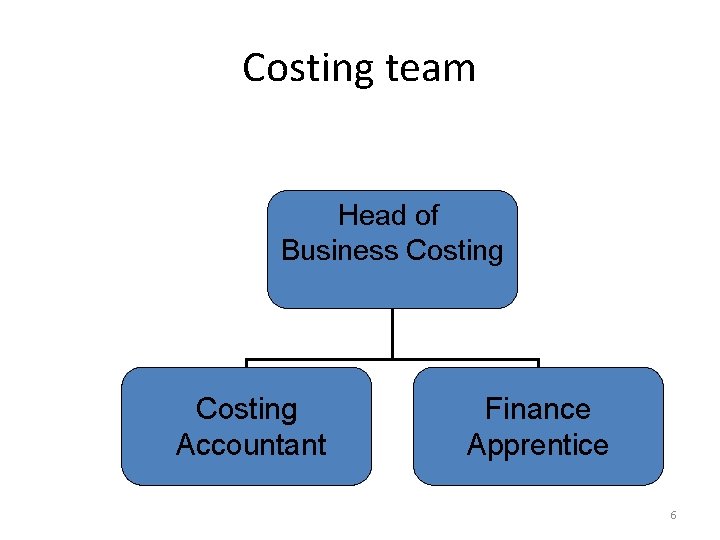 Costing team Head of Business Costing Accountant Finance Apprentice 6 