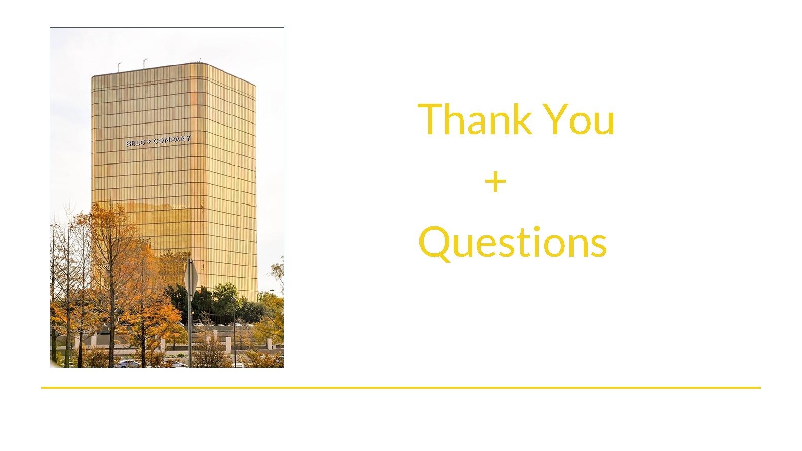 Thank You + Questions 