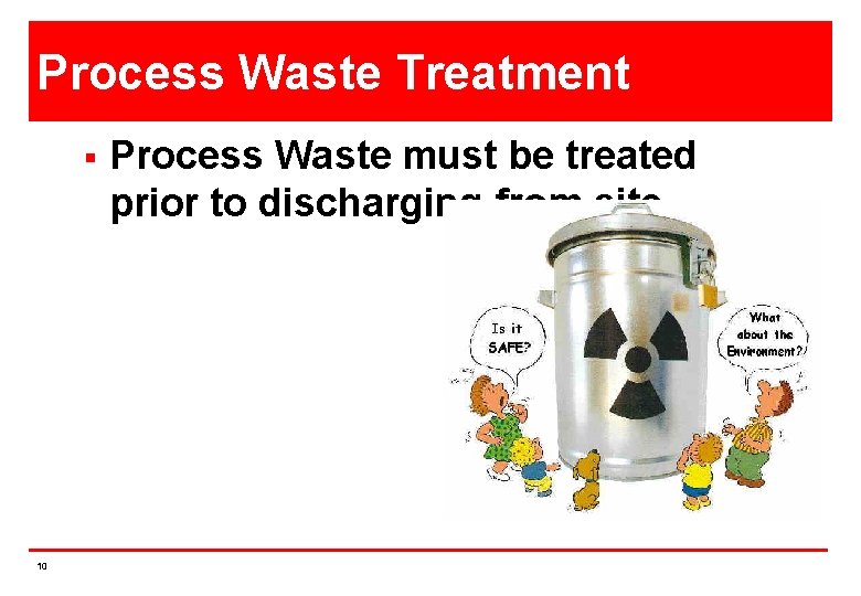 Process Waste Treatment § 10 Process Waste must be treated prior to discharging from