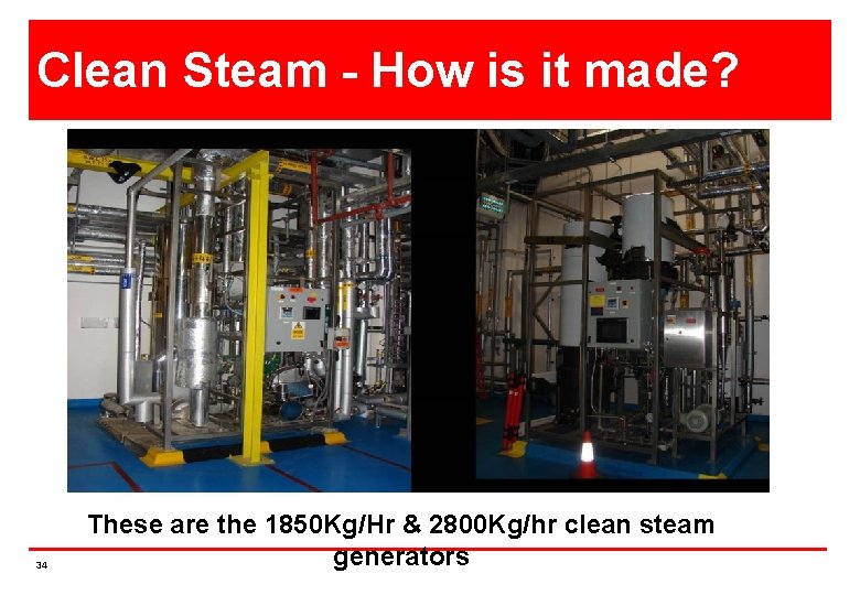 Clean Steam - How is it made? 34 These are the 1850 Kg/Hr &