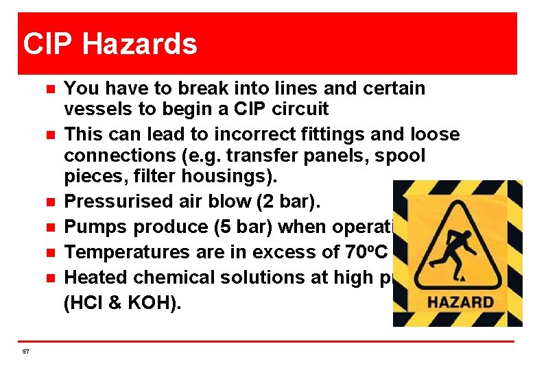 CIP Hazards n n n 57 You have to break into lines and certain